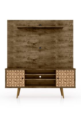 Manhattan Comfort 63 Inch Rustic Brown And White Liberty Freestanding Entertainment Center -  7899250842019