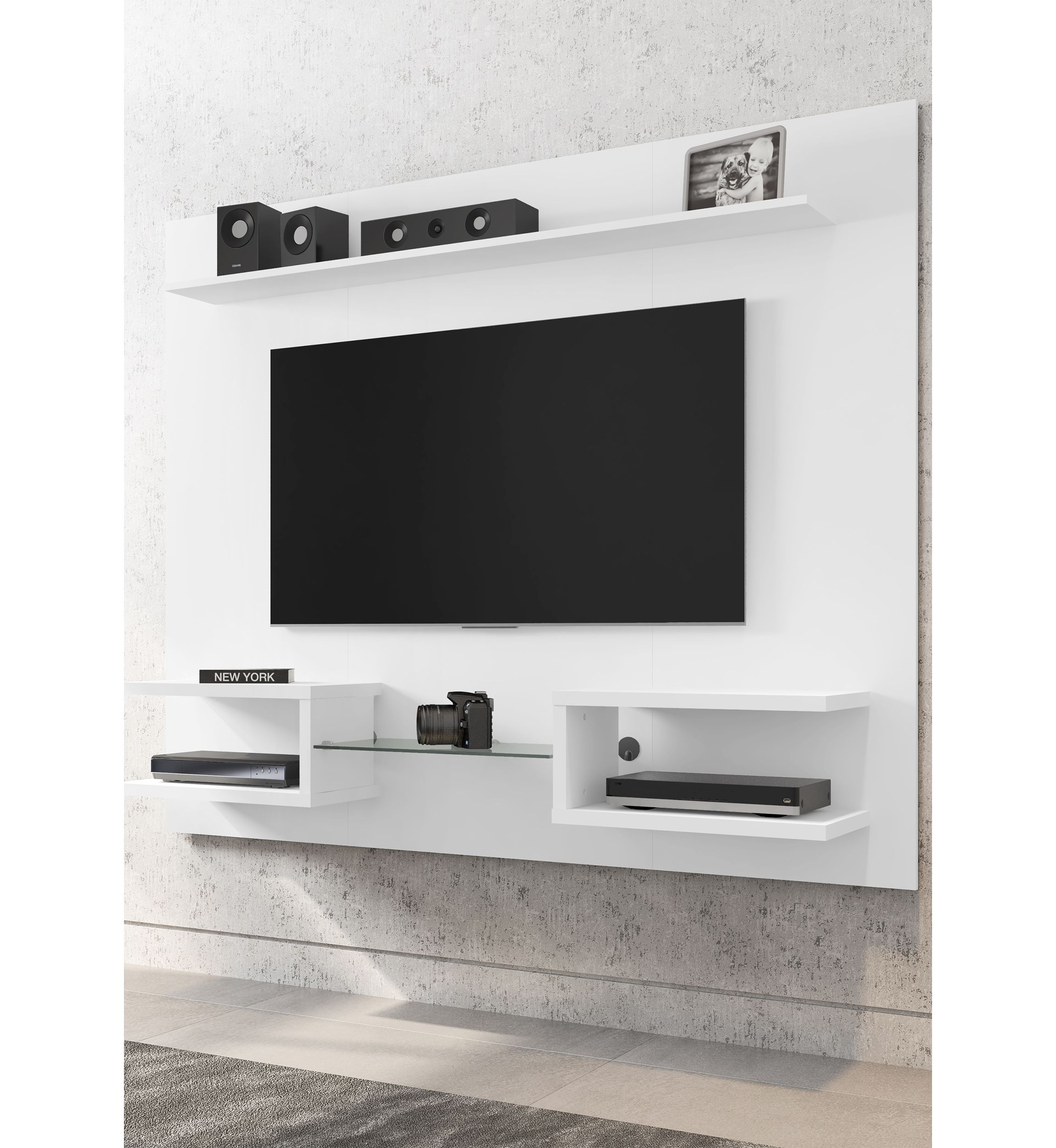 Plaza 64.25" Floating Entertainment Center in White
