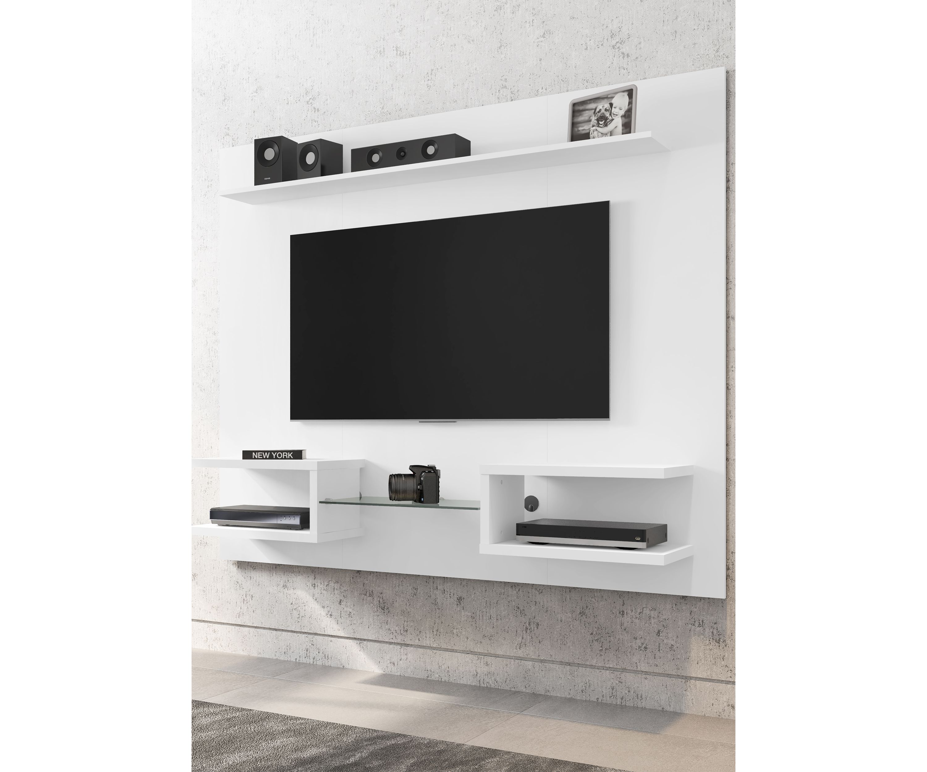 Plaza 64.25" Floating Entertainment Center in White