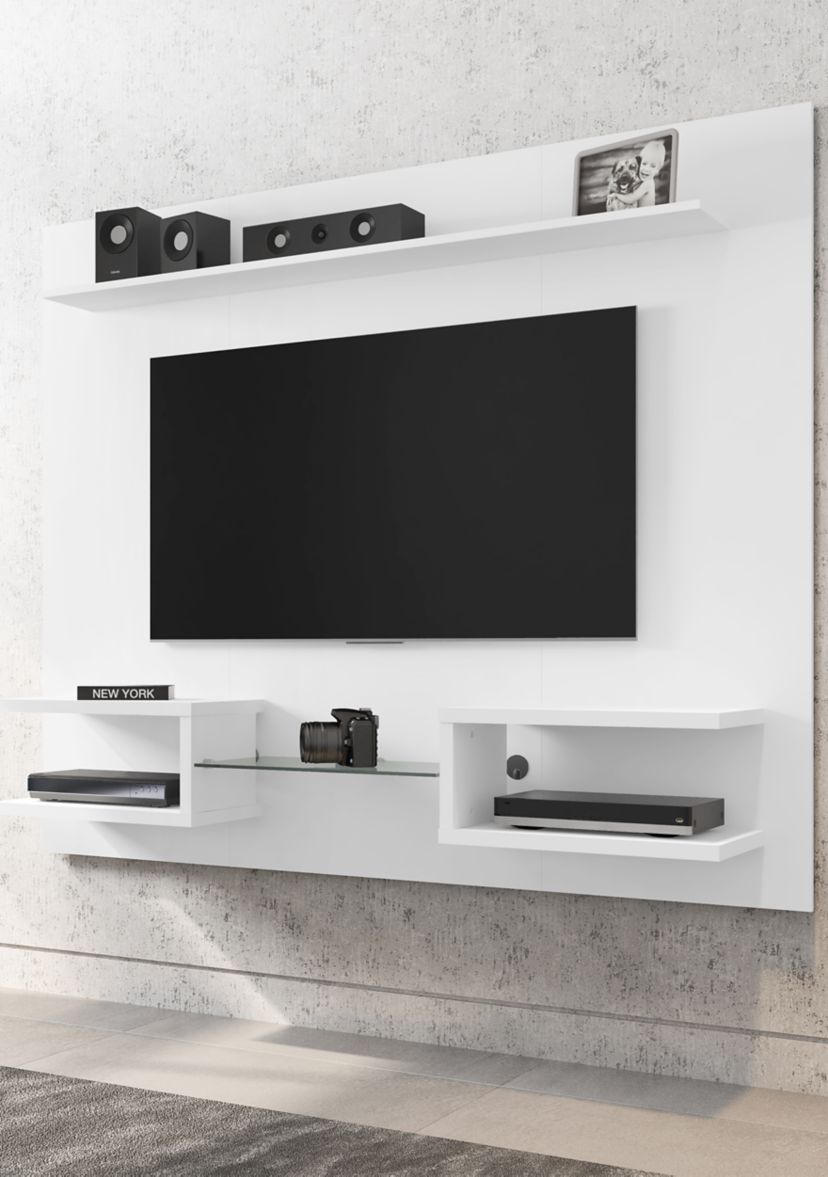Plaza 64.25" Floating Entertainment Center in White