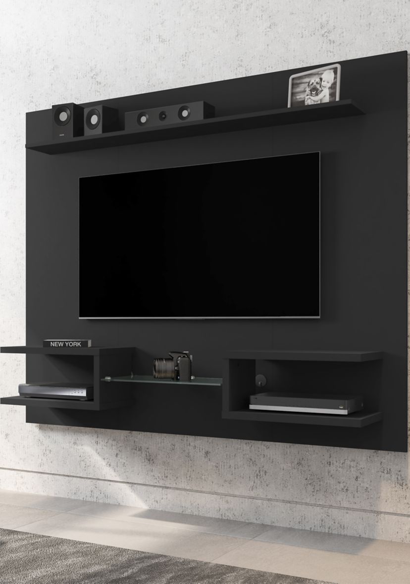 Plaza 64.25" Floating Entertainment Center in Black