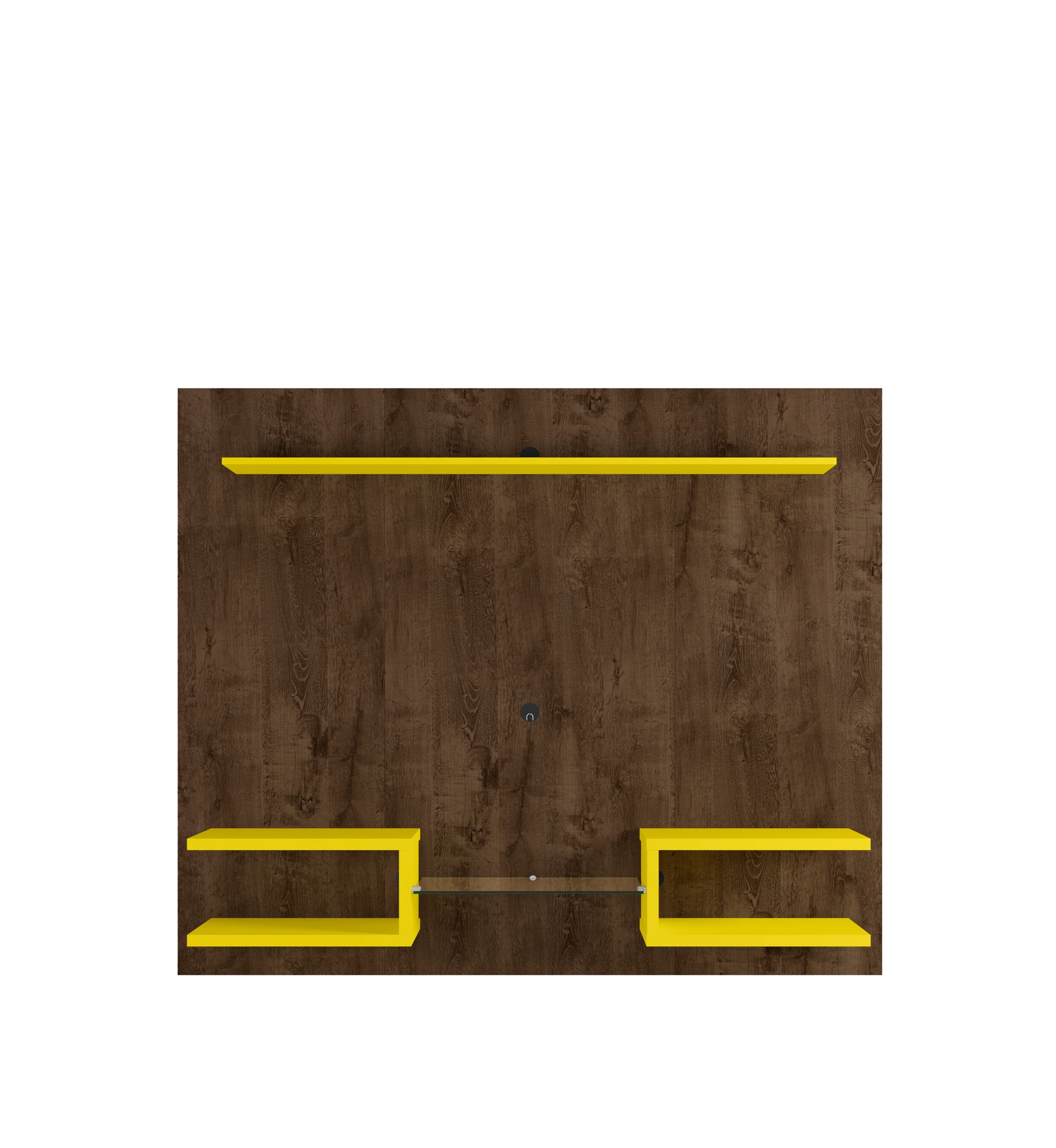 Plaza 64.25" Floating Entertainment Center in Rustic Brown and Yellow