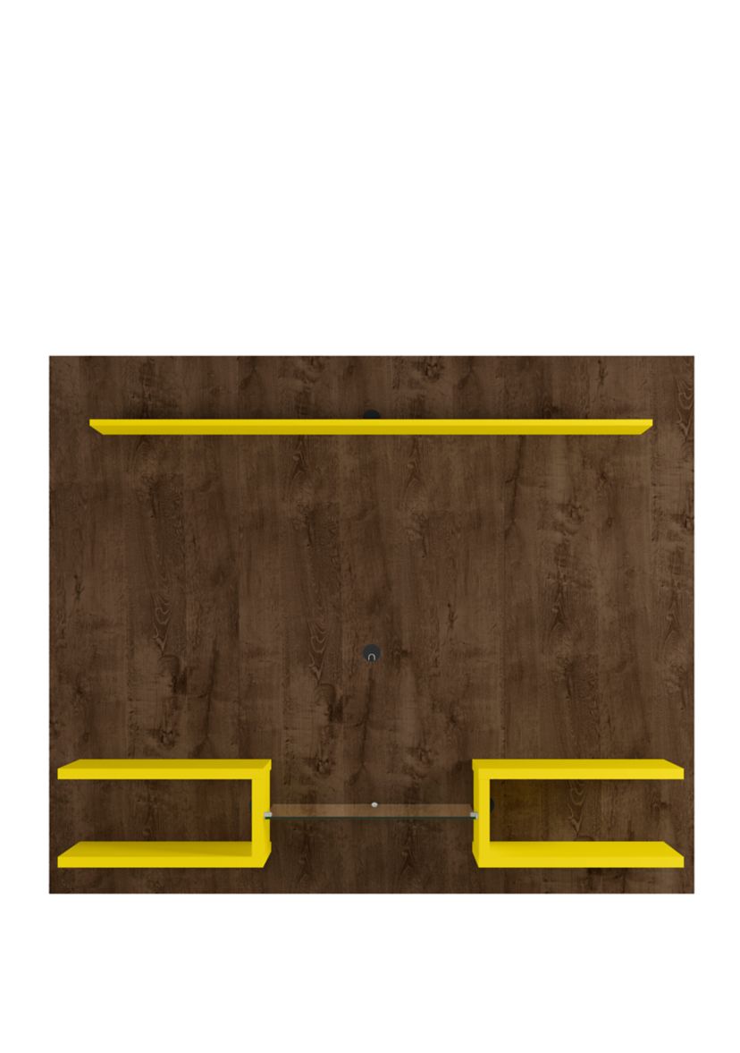 Plaza 64.25" Floating Entertainment Center in Rustic Brown and Yellow