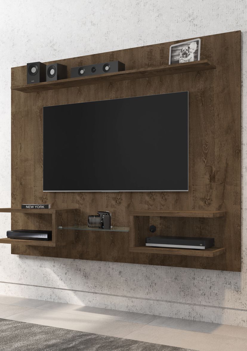 Plaza 64.25" Floating Entertainment Center in Rustic Brown