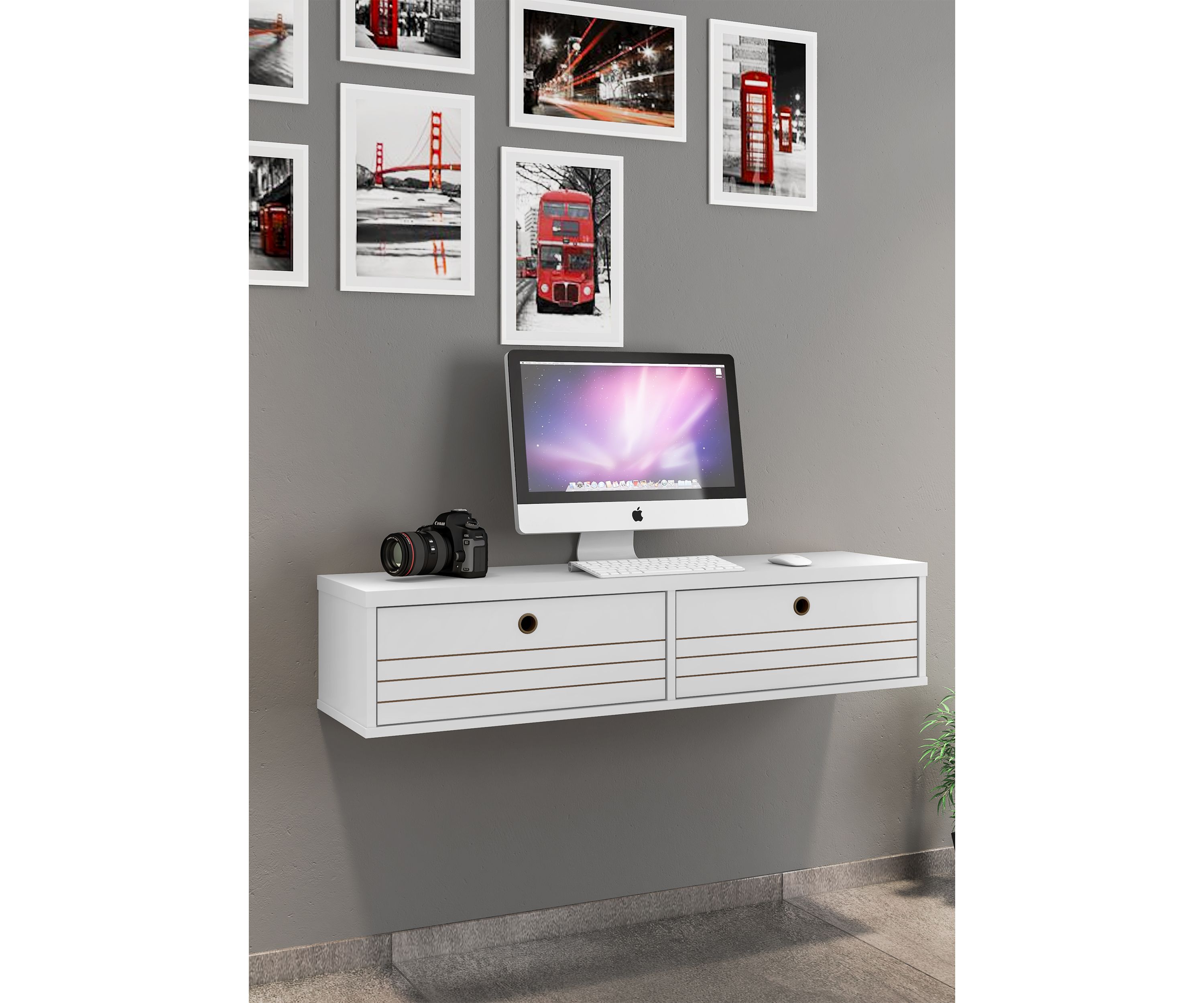 Liberty 42.28" Floating Office Desk in White
