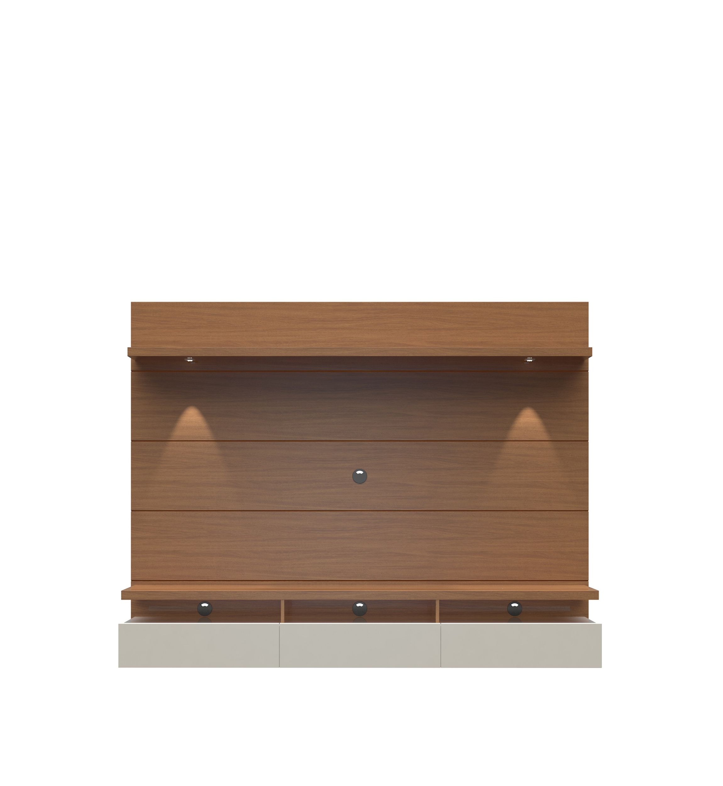 Cabrini 2.2 Floating Wall Theater Entertainment Center in Maple Cream and Off White