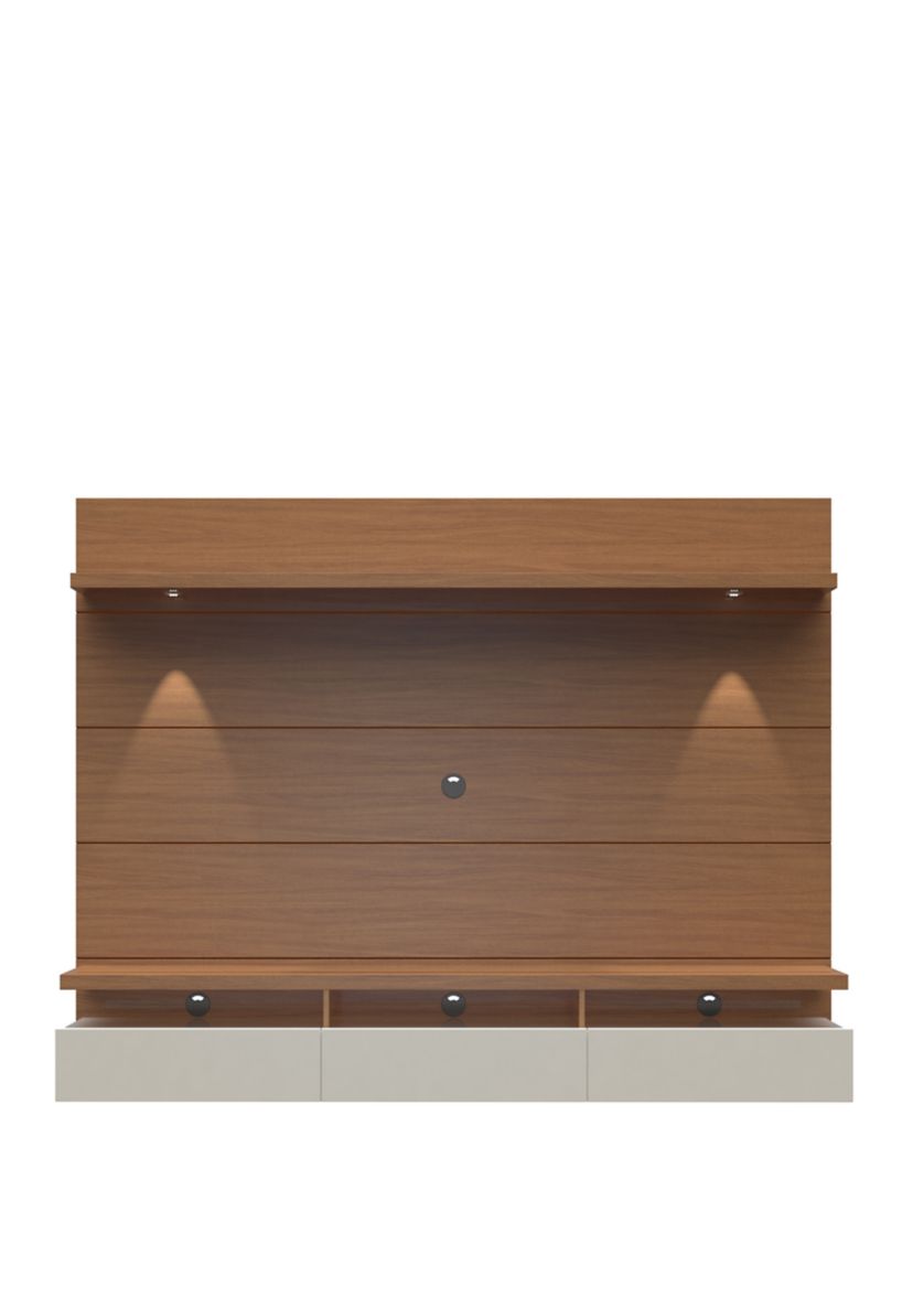 Cabrini 2.2 Floating Wall Theater Entertainment Center in Maple Cream and Off White