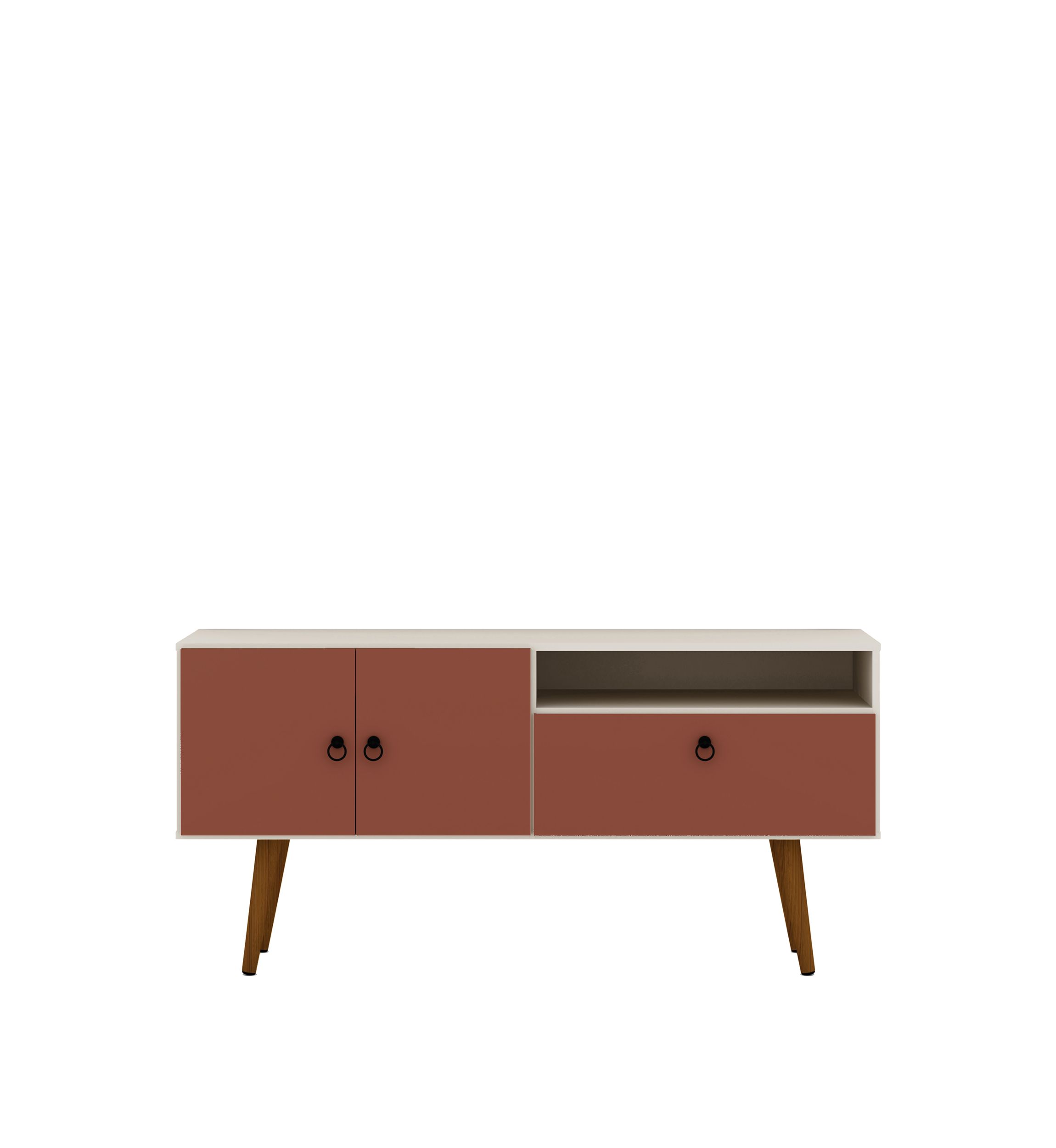 Tribeca 53.94" TV Stand in Off White and Terra Orange Pink