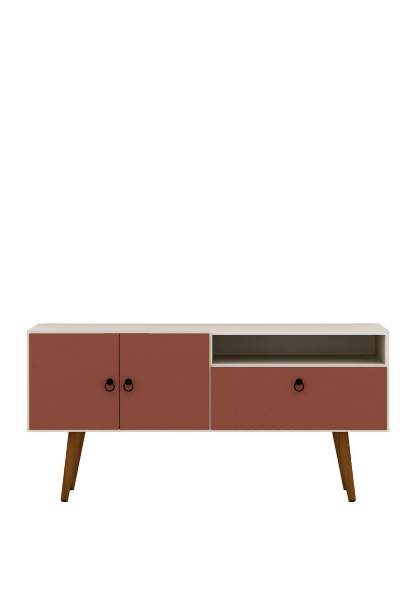 Tribeca 53.94" TV Stand in Off White and Terra Orange Pink