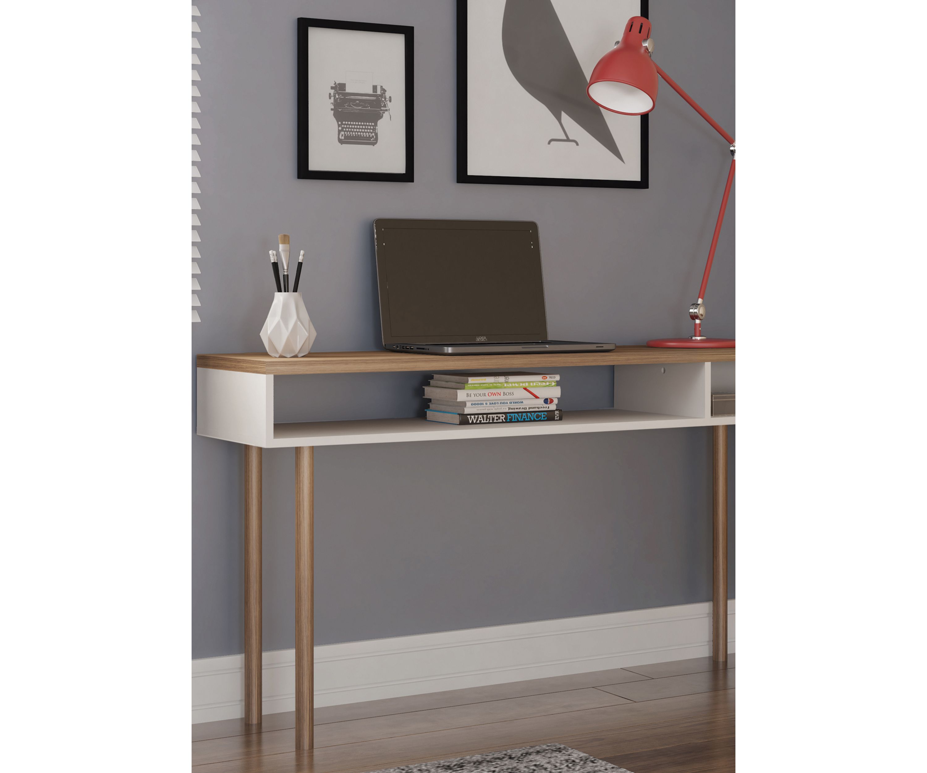 Windsor 47.24" Console Accent Table in Off White and Nature