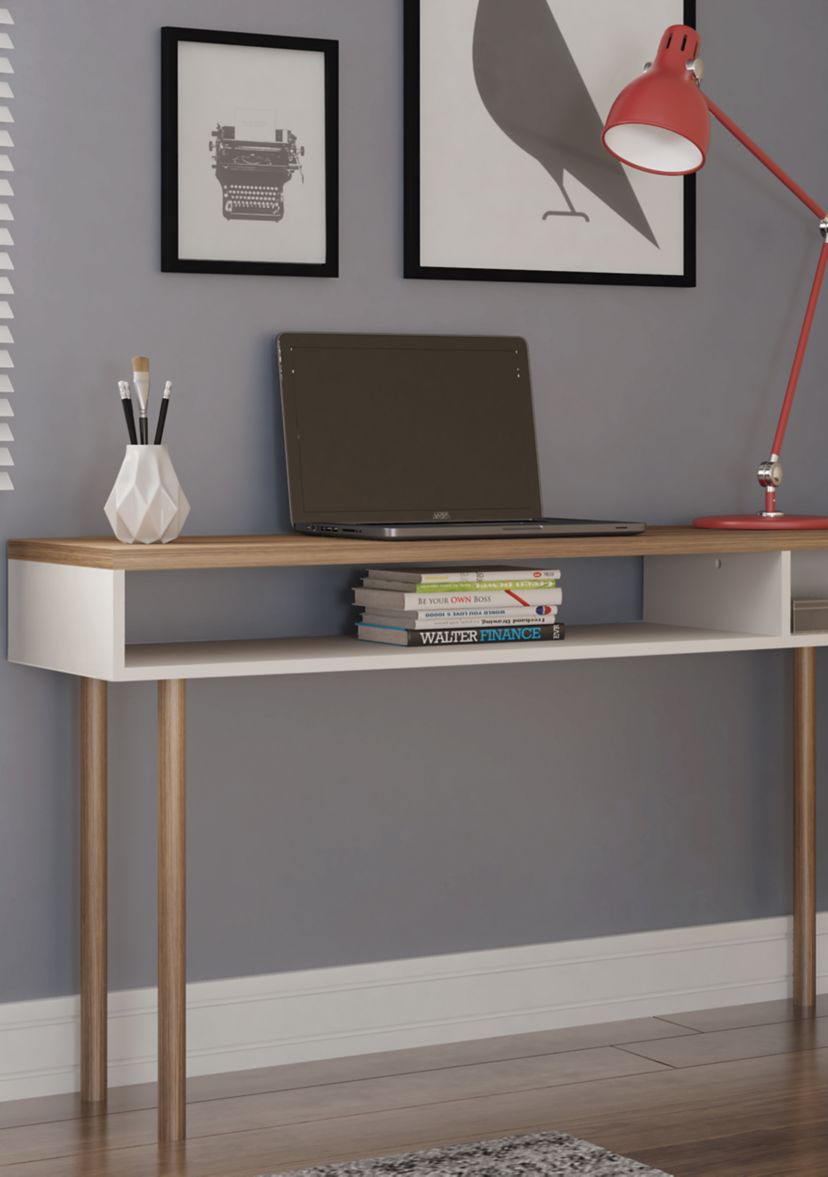 Windsor 47.24" Console Accent Table in Off White and Nature