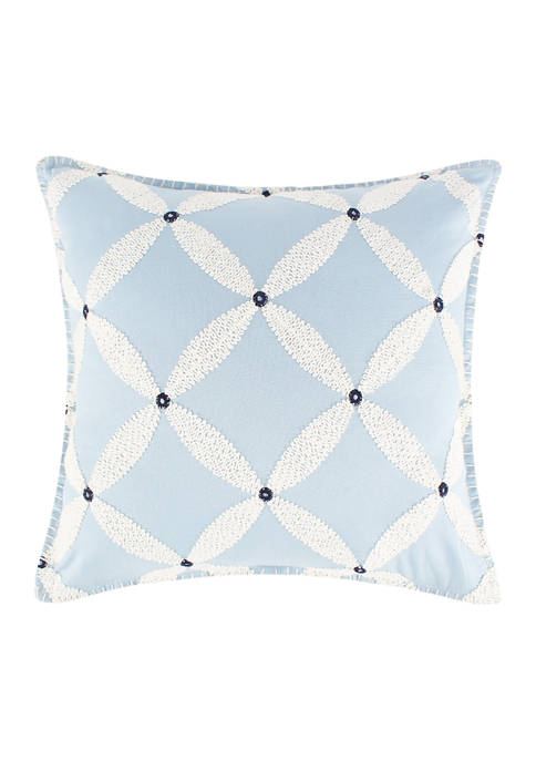 Crown & Ivy™ Embroidered Floral Blue Pattern Pillow