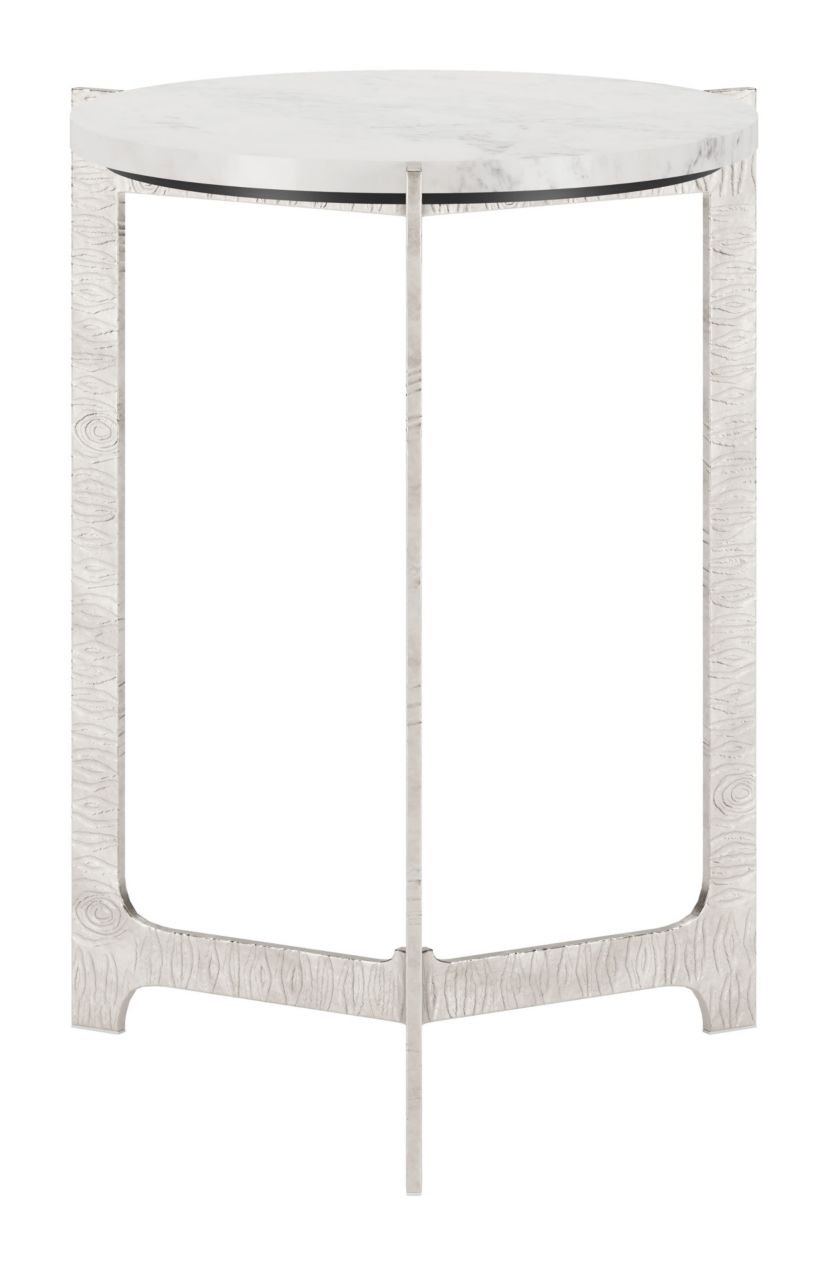 Barmas Side Table White & Silver