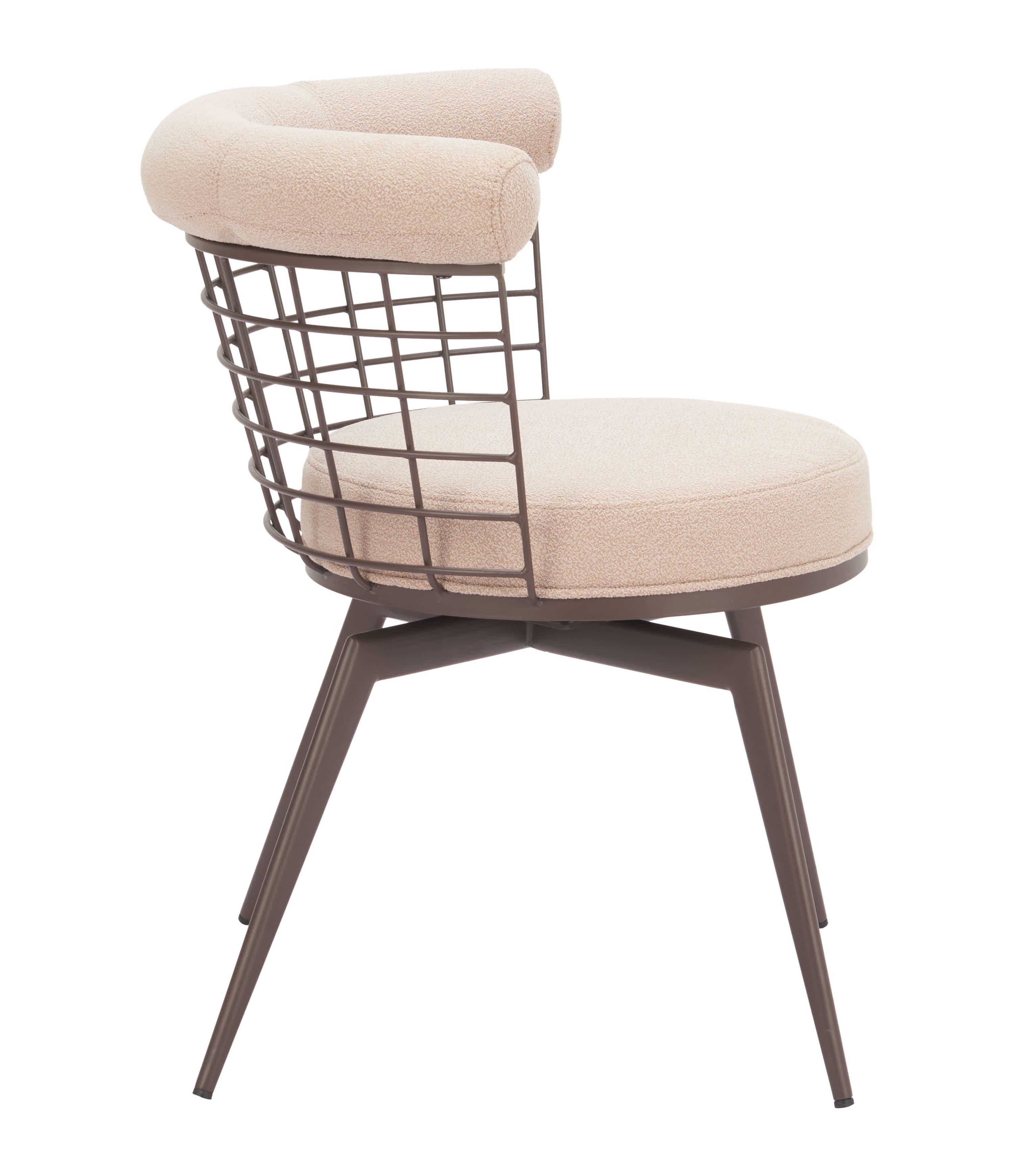 Saku Swivel Dining Chair Beige & Brown