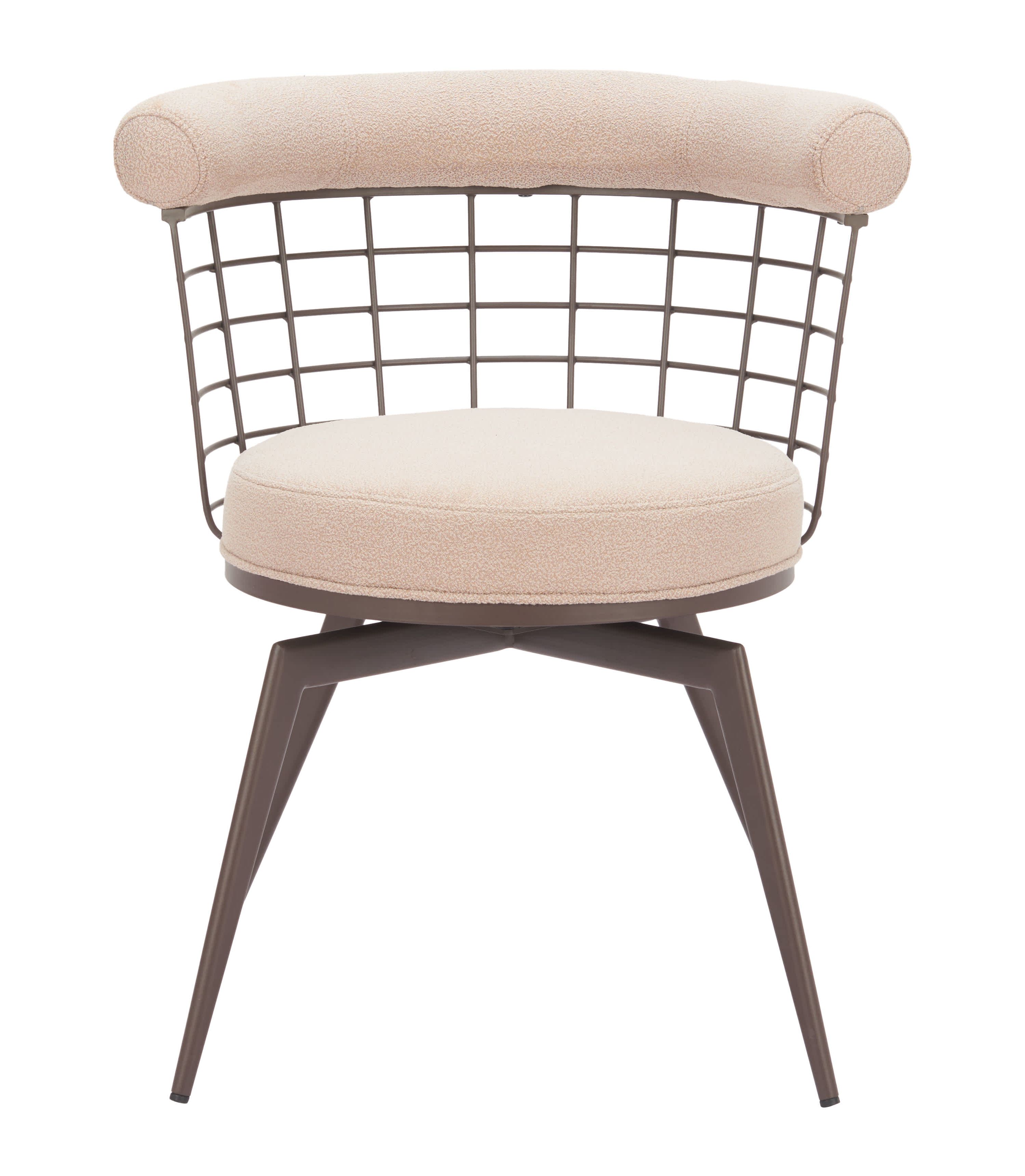 Saku Swivel Dining Chair Beige & Brown