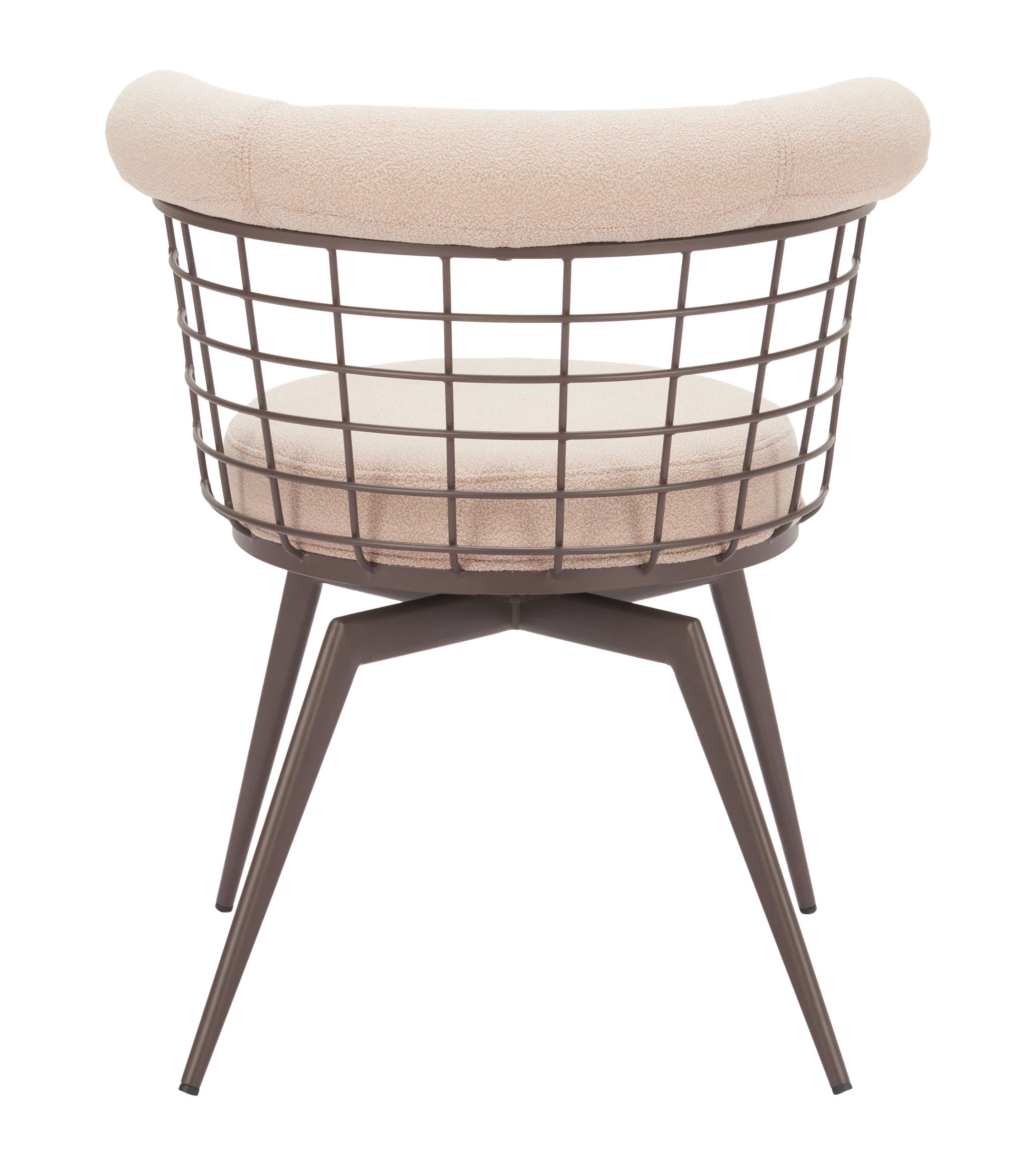 Saku Swivel Dining Chair Beige & Brown