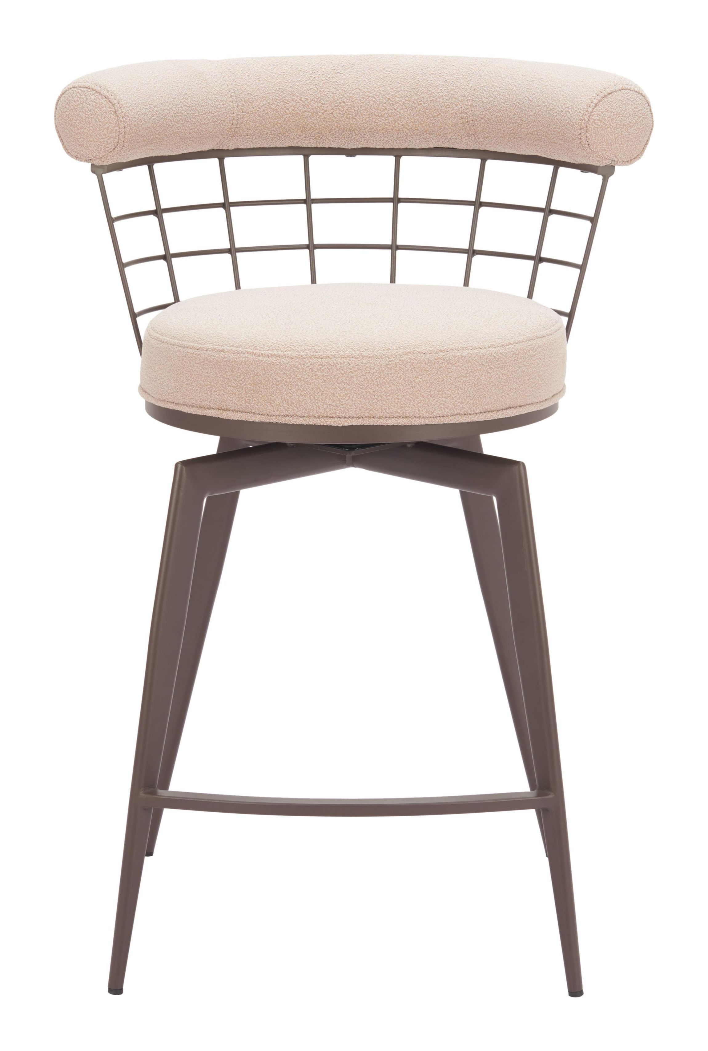 Saku Swivel Counter Stool Beige & Brown