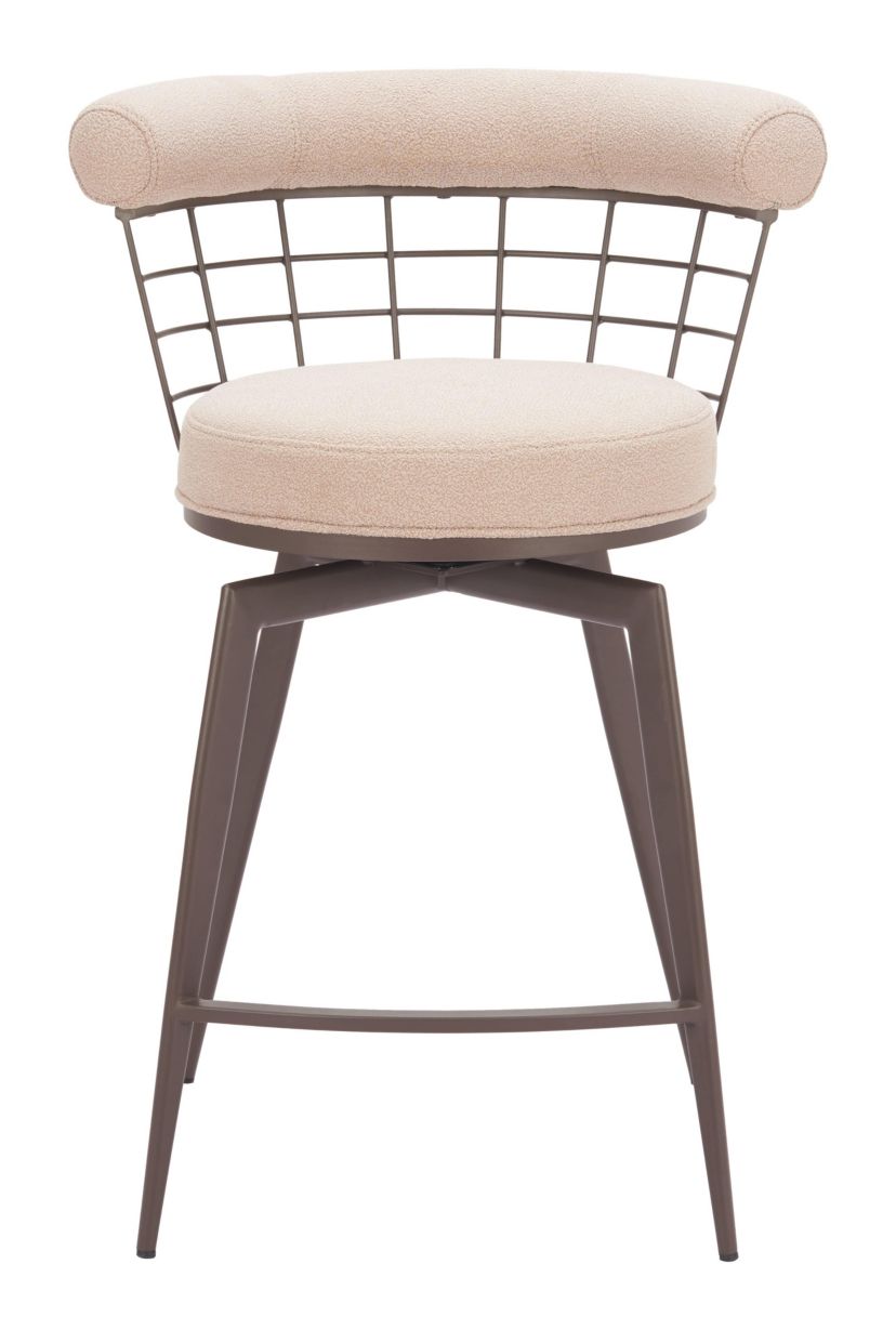 Saku Swivel Counter Stool Beige & Brown