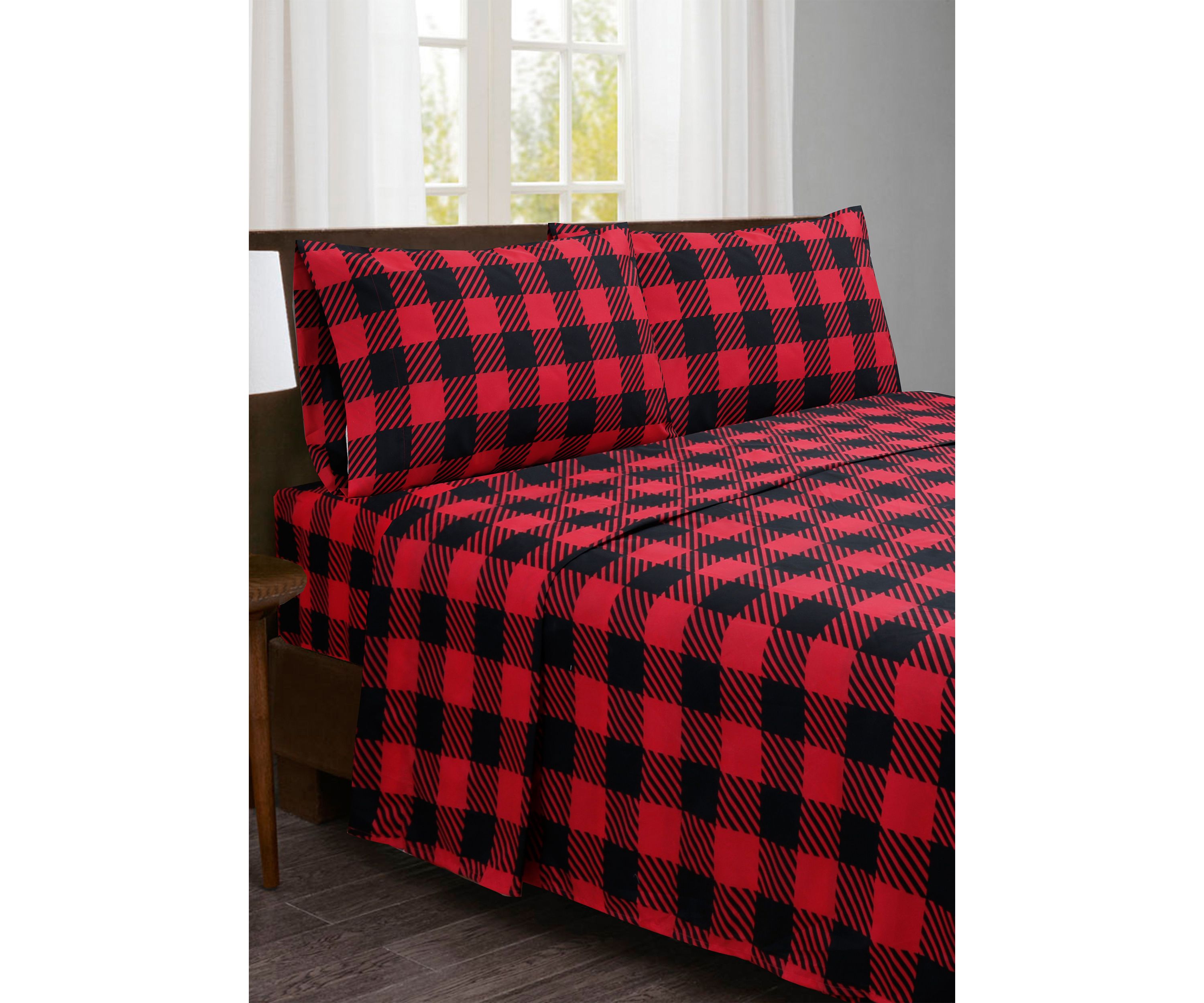 Ellory White and Black Plaid Sheet Set King