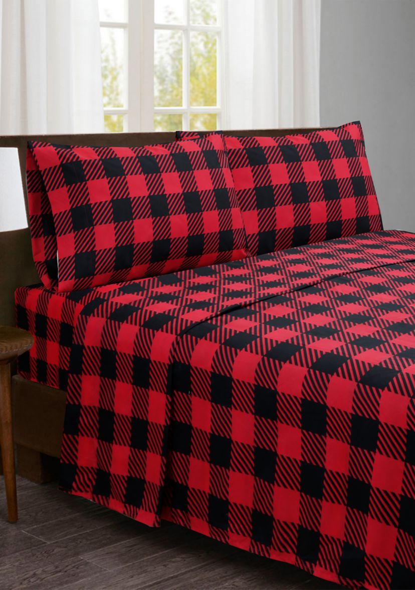 Ellory White and Black Plaid Sheet Set King