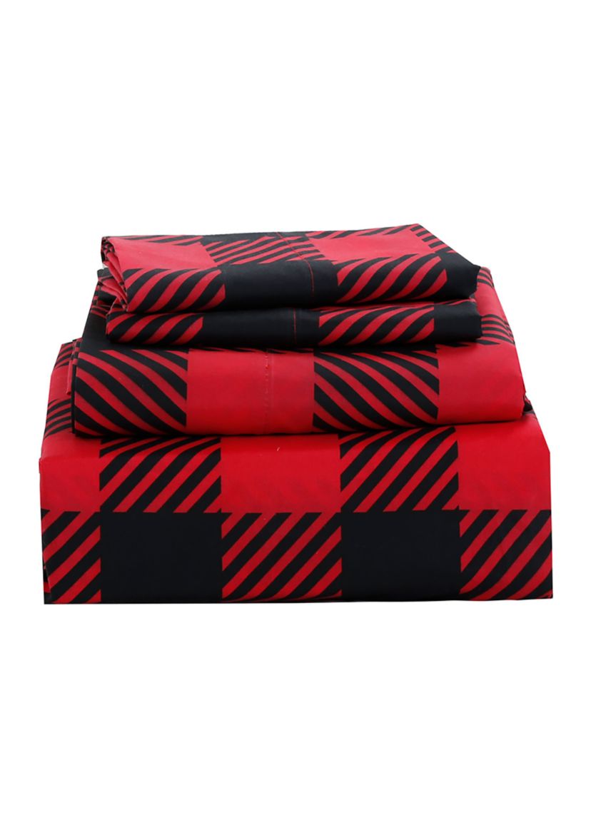 Ellory White and Black Plaid Sheet Set King