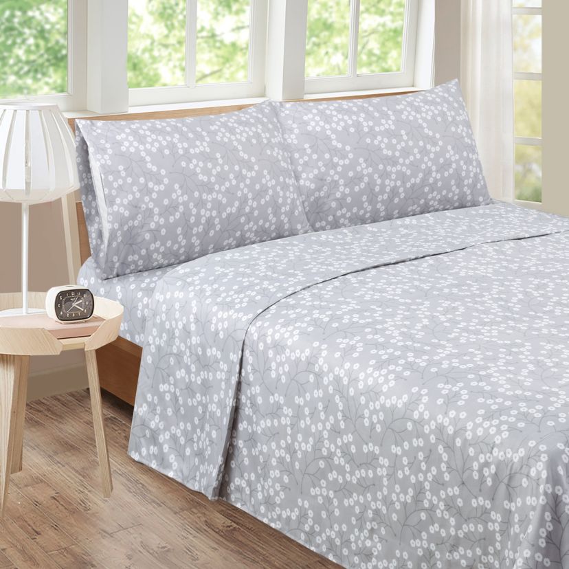 Grey Stripe 4-piece Sheet Set