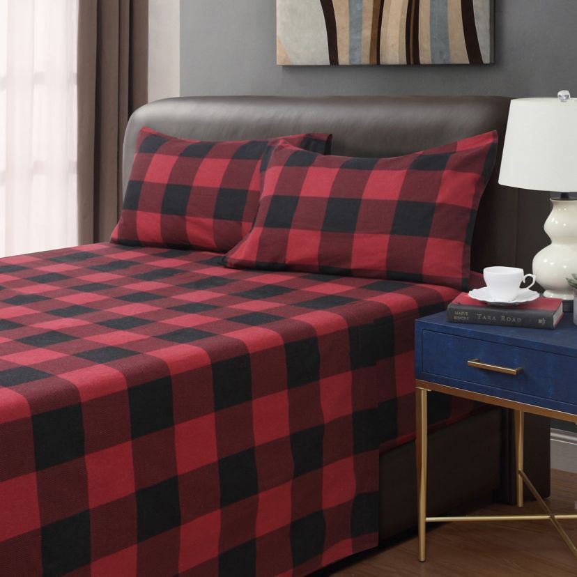 Buffalo Plaid 4-Piece Flannel Sheet Set