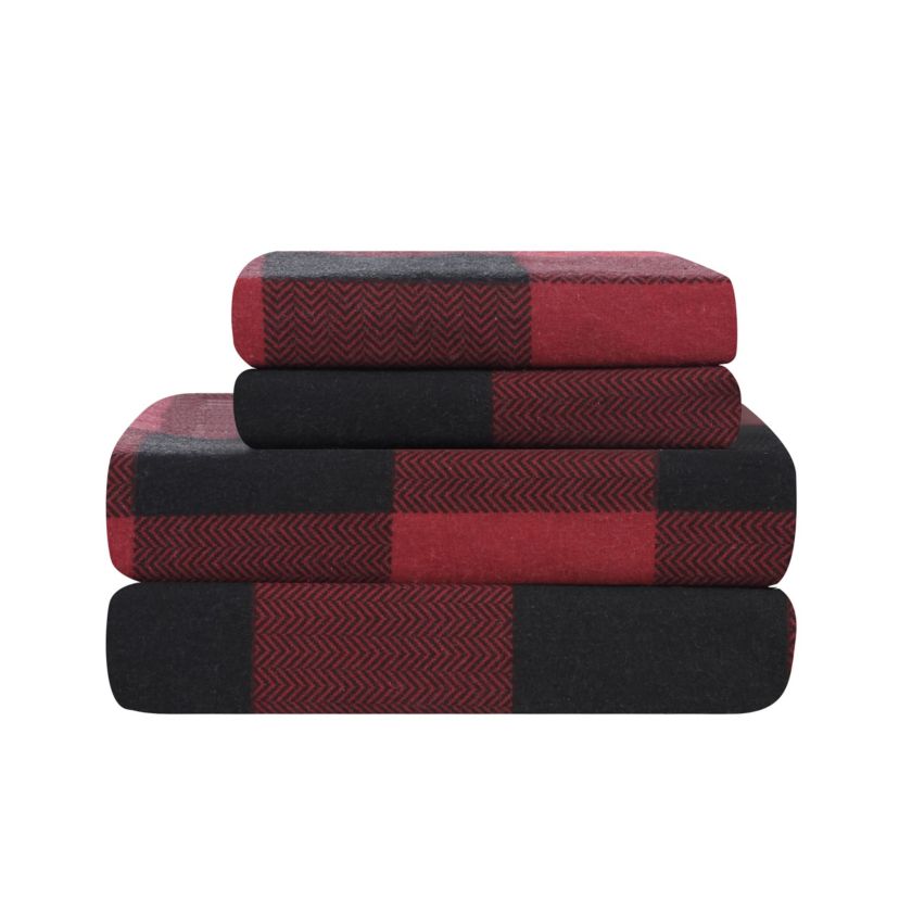 Buffalo Plaid 4-Piece Flannel Sheet Set