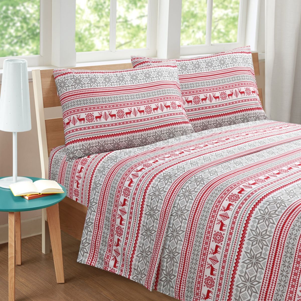 Ivy Grey/Red 2-piece Quilt Set
