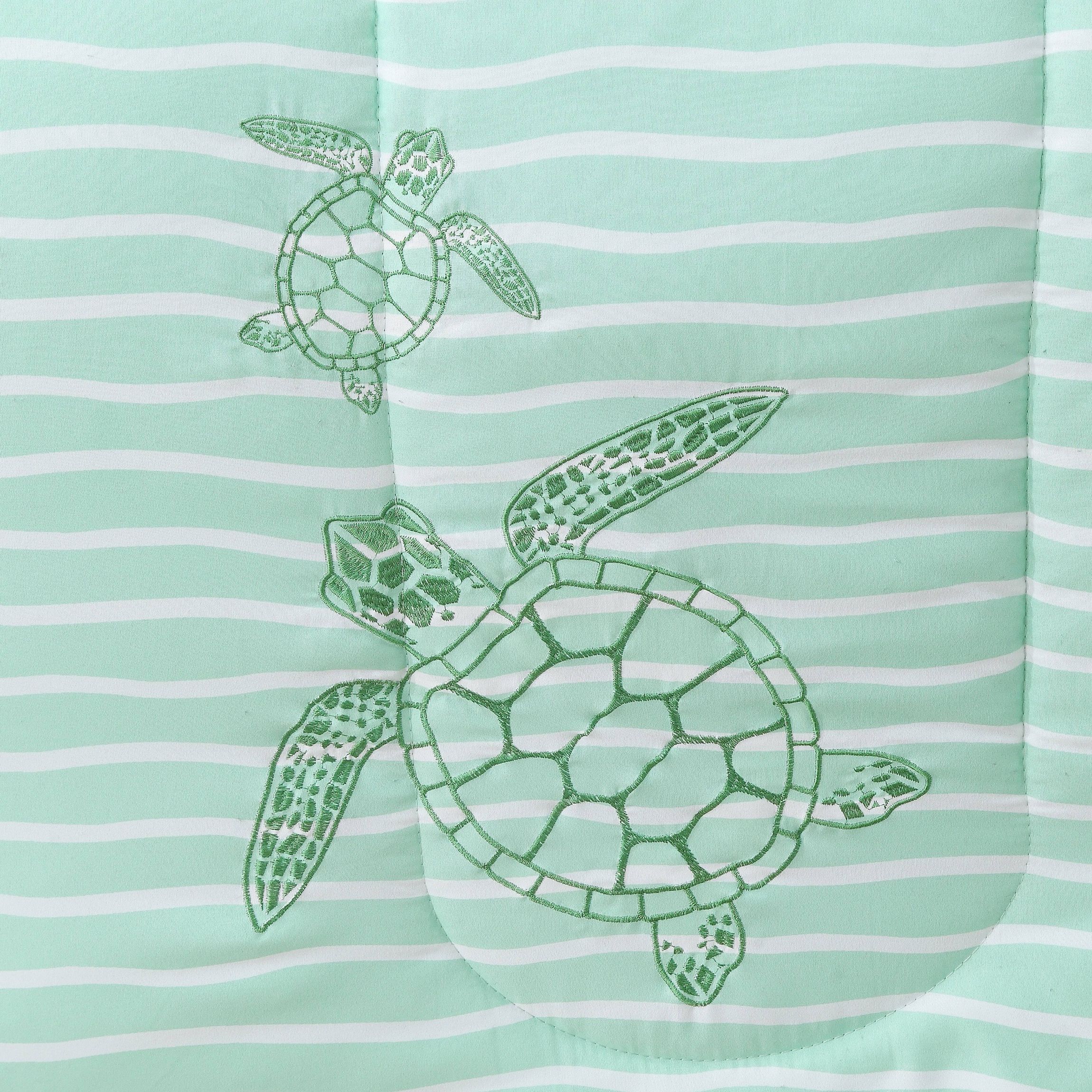 Beach Vibes Embroidered Green 7-piece Comforter Set Full