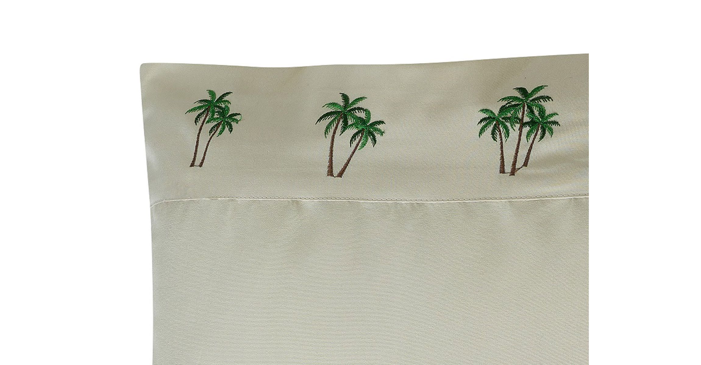 Palm Tree Grove Embroidered Pillowcase Pair