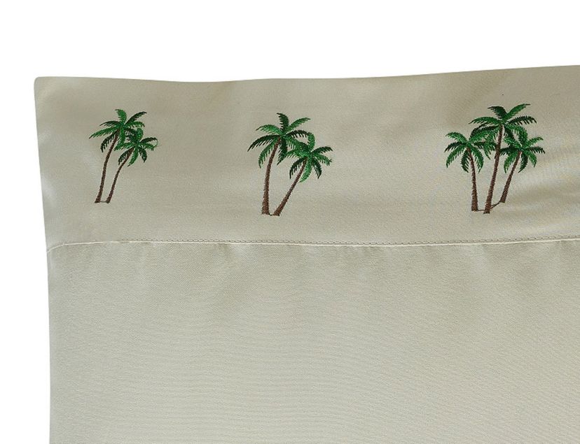 Palm Tree Grove Embroidered Pillowcase Pair