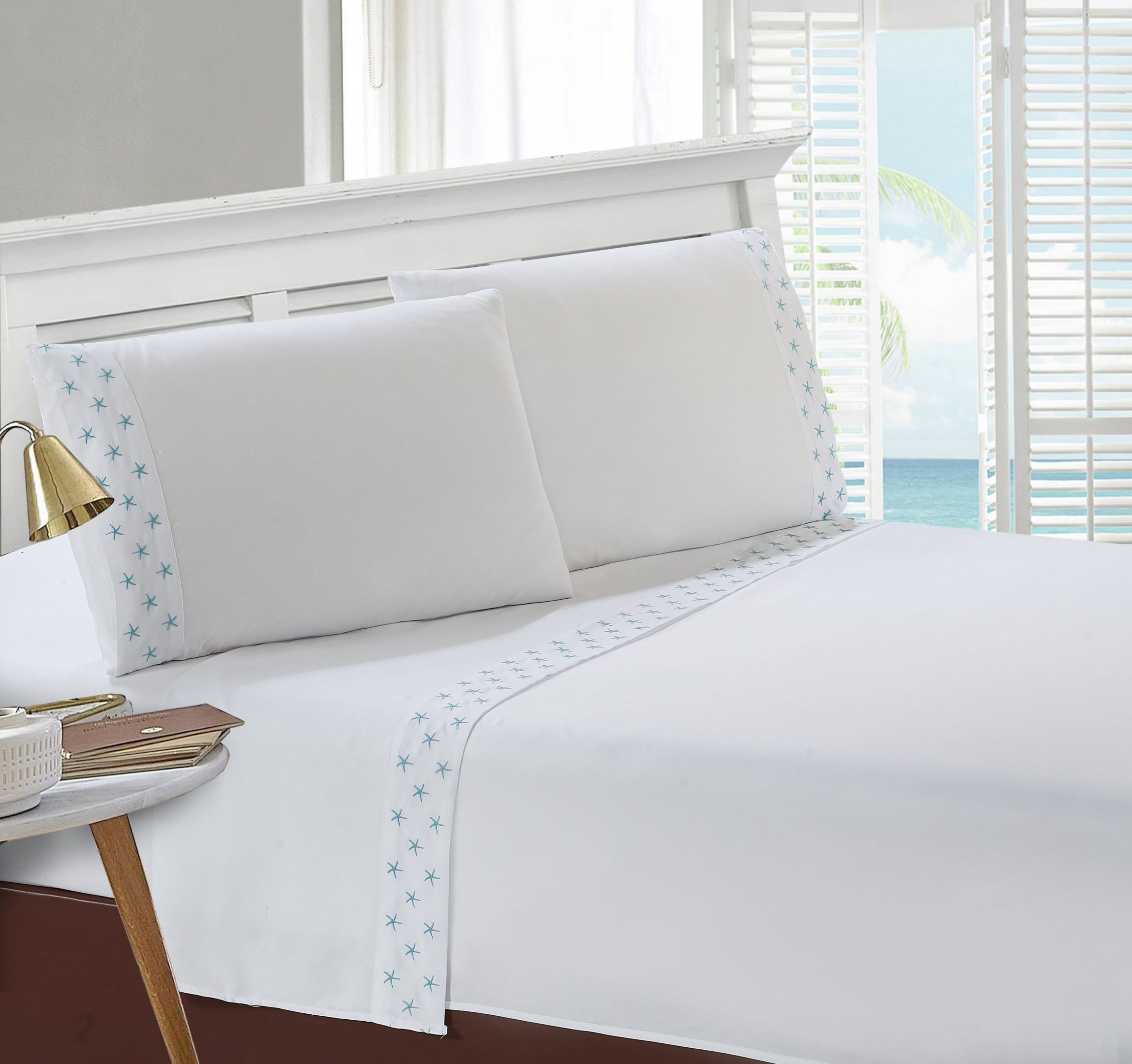 Mini Starfish Embroidered Pillowcase Pair