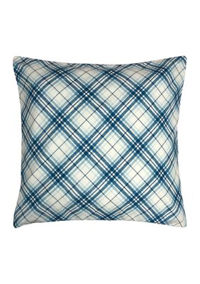 Plaid Decorative Pillow 18x18 Blue