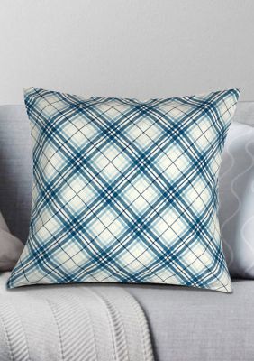 Plaid Decorative Pillow 18x18 Blue