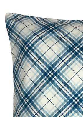 Plaid Decorative Pillow 18x18 Blue