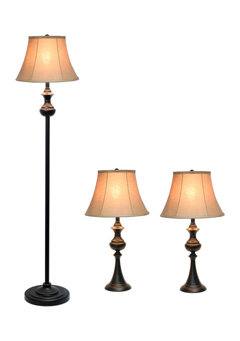 Traditionally Crafted 3 Pack Lamp Set