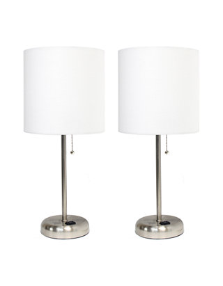 Pack Stick Lamp With Charging, Roxy Brushed Steel Table Lamp
