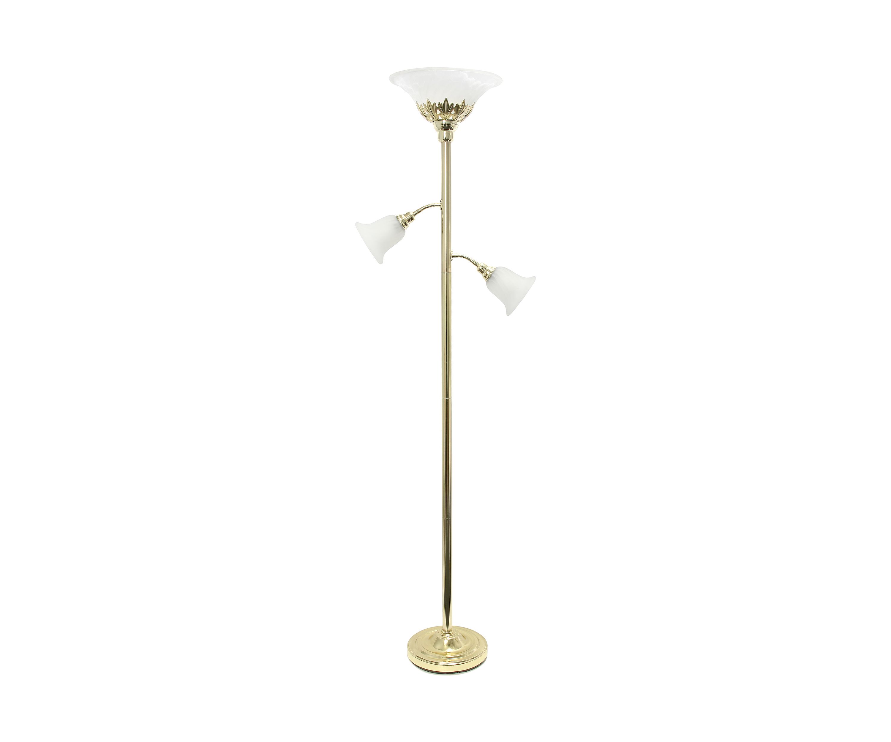 3 Light Floor Lamp with Scalloped Glass Shades