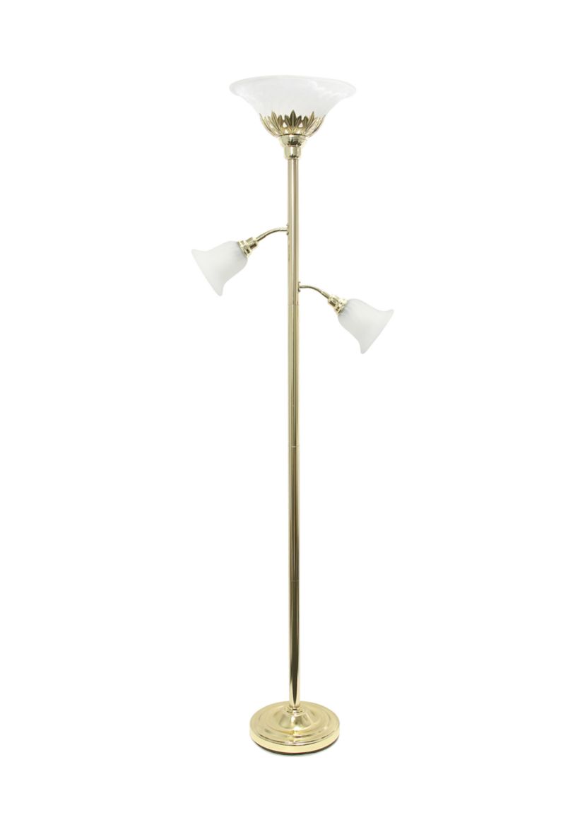 3 Light Floor Lamp with Scalloped Glass Shades