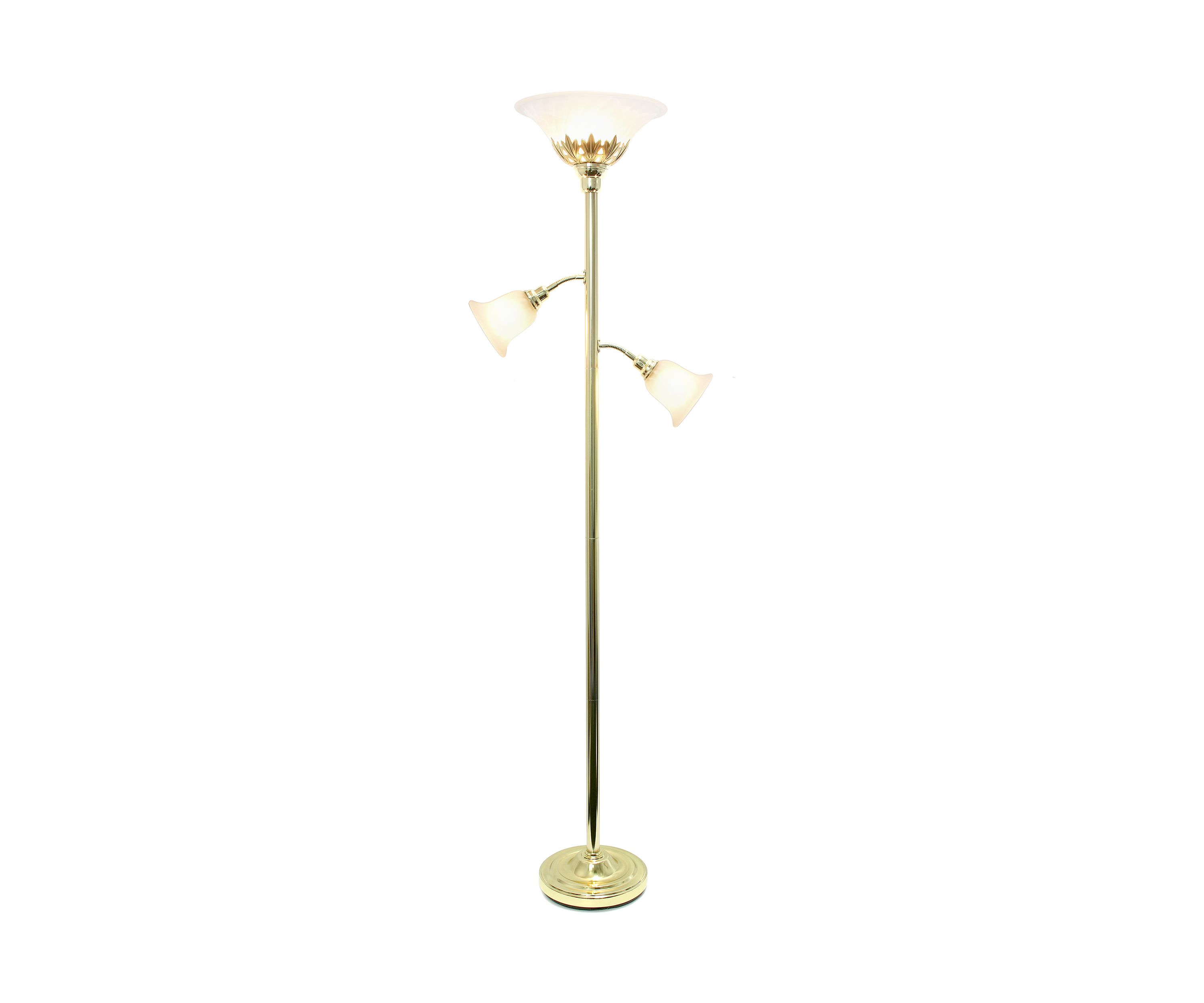 3 Light Floor Lamp with Scalloped Glass Shades