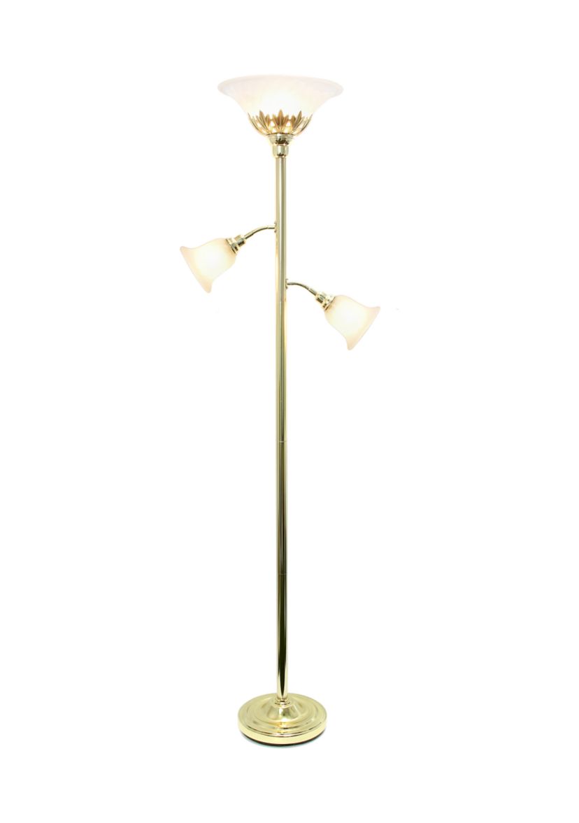 3 Light Floor Lamp with Scalloped Glass Shades