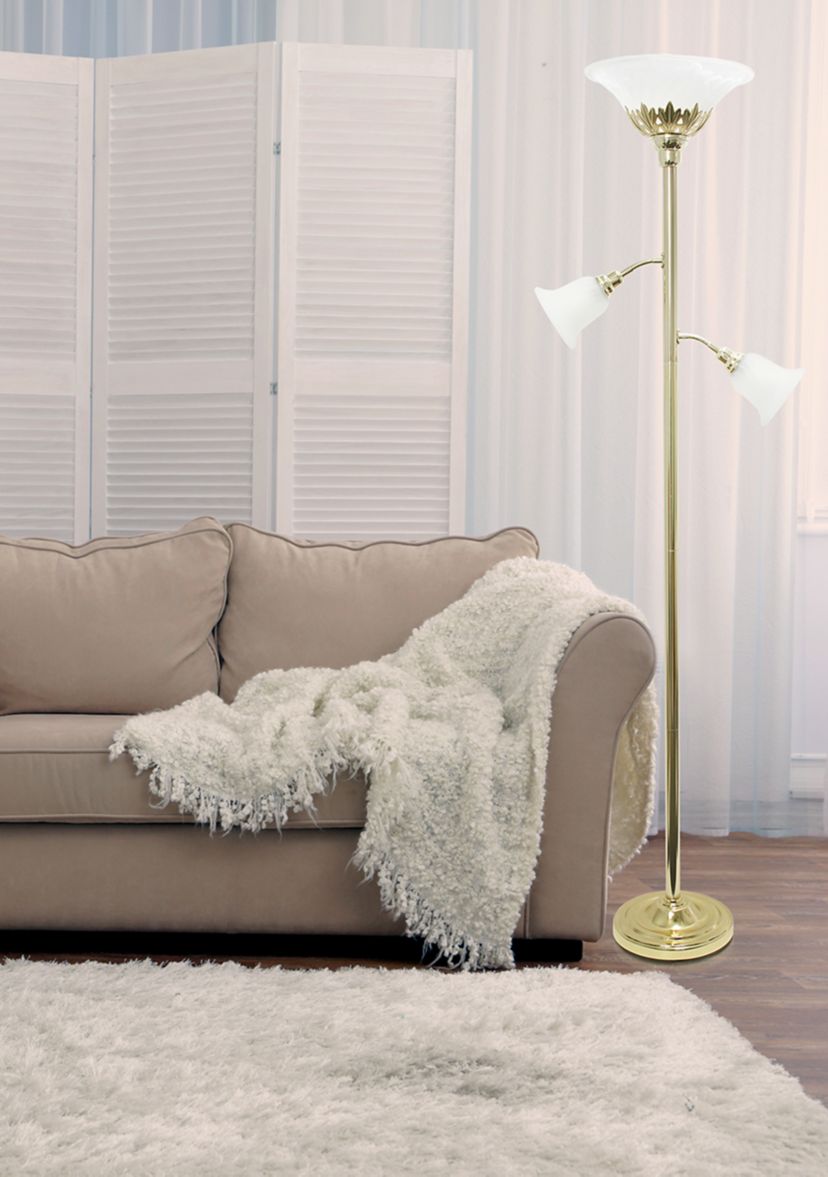3 Light Floor Lamp with Scalloped Glass Shades