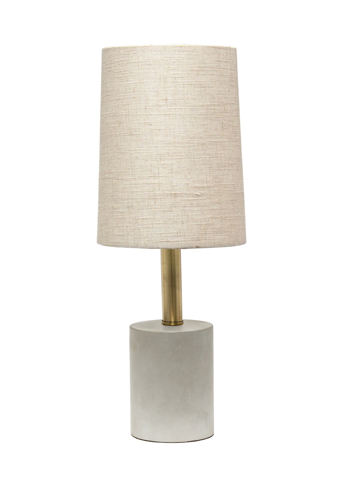 Antique Brass Concrete Table Lamp with Linen Shade