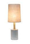Antique Brass Concrete Table Lamp with Linen Shade