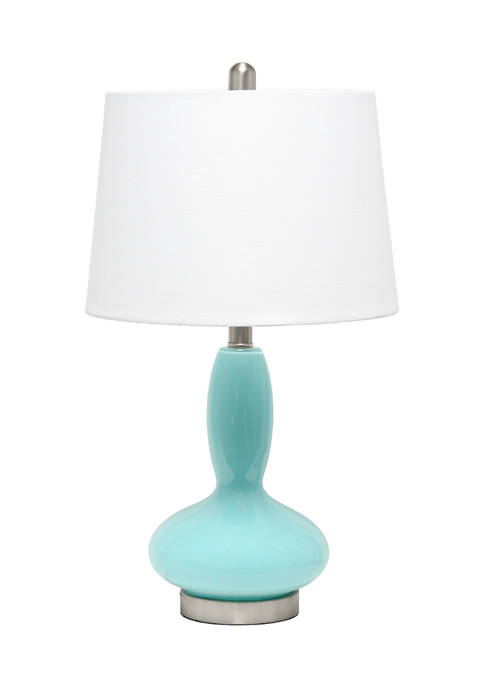 Glass Dollop Table Lamp with White Fabric Shade