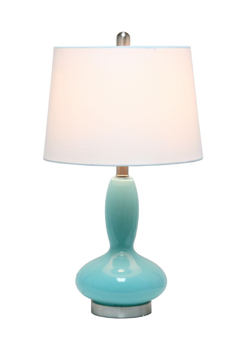 Glass Dollop Table Lamp with White Fabric Shade