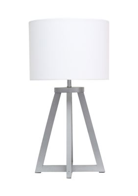 Interlocked Triangular  Wood Table Lamp with Fabric Shade