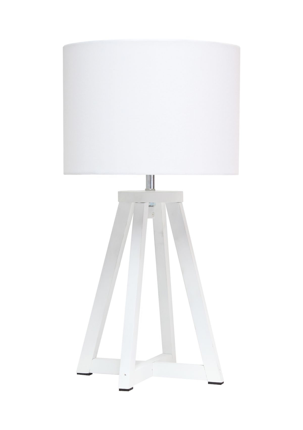 Interlocked Triangular  Wood Table Lamp with Fabric Shade