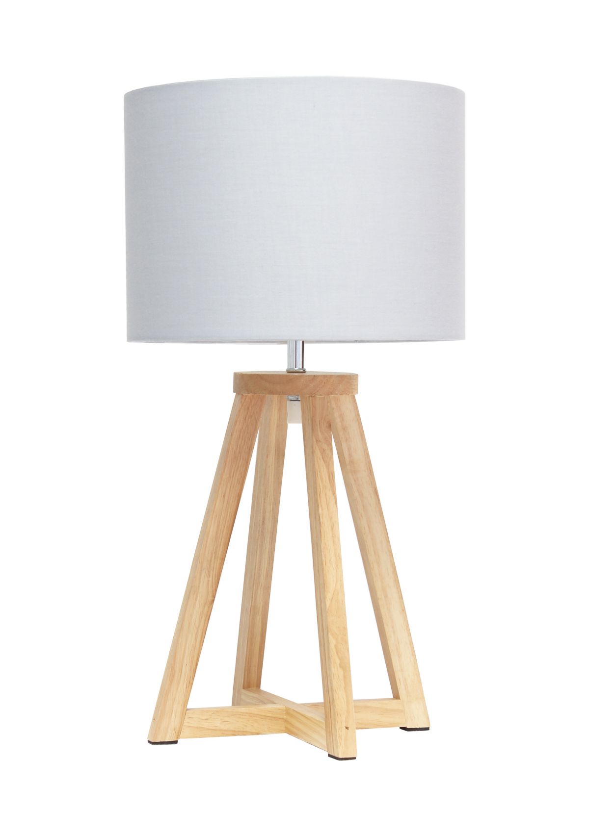Interlocked Triangular  Wood Table Lamp with Fabric Shade